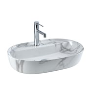 E-2114M1 Tezgah Üstü Lavabo Beyaz Mermer Desenli