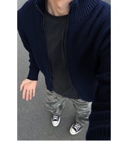 Erkek Dik Yaka Fermuarlı Slim Fit Triko Hırka