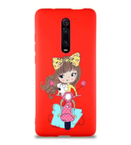 Xiaomi Redmi K20 Pro Soft Premier Kapak Vespagirl Tasarımlı Silikon Kılıf - Kırmızı (Şeffaf)