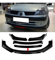 Renault Clio Symbol Siyah Renkli Şeritli Dilli Ön Lip 4 Prç Parlak Siyah ABS