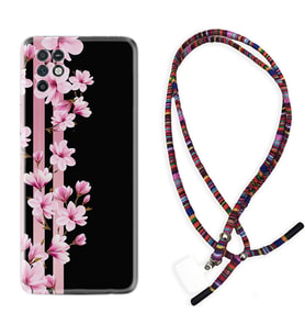 INFINIX Note 11 Pro Note 10 Hot 9 Play Kılıf Boyun Asklı Rasta Silikon Pink Flowers 3 1393