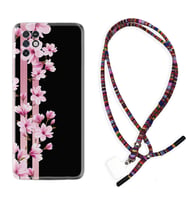 INFINIX Note 11 Pro Note 10 Hot 9 Play Kılıf Boyun Asklı Rasta Silikon Pink Flowers 3 1393