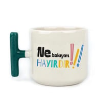 Ne Bakıyon Hayırdır Baskılı Yeşil Kulplu T Kupa