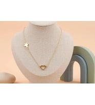 Kişiye Özel Minimalist Kalp Uçak Kolye 925K Gümüş (Gold)