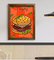 BK Gift Cafe & Bar & Restaurant Konseptli Doğal Masif Ahşap Çerçeveli Tablo 45x65cm-69