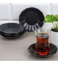 6LI PORSELEN SİYAH ÇAY TABAĞI