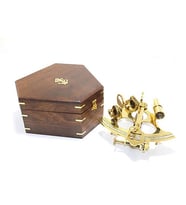 Stanley London 1890 Ahşap Kutulu Pirinç Sextant / Opitk Seyir Cihazı