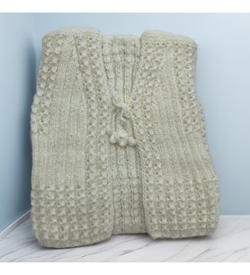 BYEhandmade El Yapımı Krem Rengi Bebek Yelek (Beyaz-Krem)