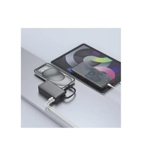 PW-109 10000MAH 22.5W Süper Hızlı Powerbank Type-C Dahili Kablo, 3 Cihaz