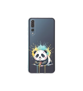 Huawei P20 Pro ile Uyumlu Splash Panda Tasarımlı Şeffaf Silikon Kılıf