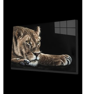 Aslan Hayvan Cam Tablo 4mm Dayanıklı Temperli Cam