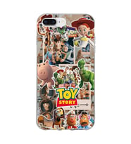 Iphone 7 Plus ve 8 Plus Uyumlu Toy Story Kolaj Tasarımlı Şeffaf Telefon Kılıfı