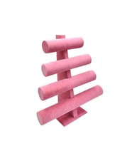 Bileklik Ve Takı Standı 4 Kademeli Pembe Süet