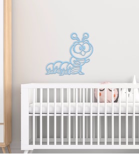 BK Gift Tırtıl Tasarımlı Çocuk Odası Ahşap Duvar Süsü-1 (Beyaz)