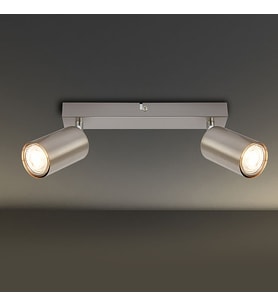 Rsylight Retro Metal İnox 2 Li 180 Derece Hareketli Led Spot Avize Beyaz Ampullü