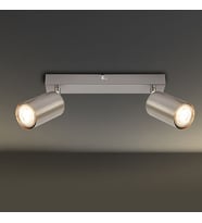 Rsylight Retro Metal İnox 2 Li 180 Derece Hareketli Led Spot Avize Beyaz Ampullü