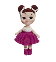 Ekru Fuşya Nazlı Bebek Amigurumi Organik Anahtarlık Oyuncak