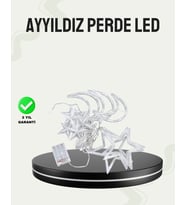 Mey İthalat® Prizli Yıldız Ay Perde Led Işık Ev Organizasyon Dekoru