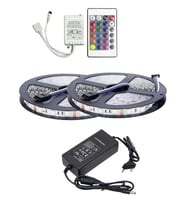 10 Metre 12V 60 Ledli RGB Dış Mekan Silikonlu Şerit Led 5A Plastik Adaptör 24 Tuşlu IR Led Kontrol Ü