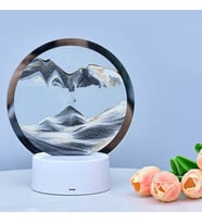 3D Cam Hareketli Ledli Dekoratif Kum Saati Siyah Renk (Çok Renkli)