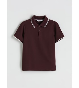 LCW Vision Bordo Polo Yaka Kısa Kollu Erkek Çocuk Tişört