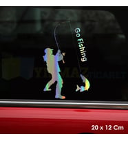 Balıkçı Balık Tutan Adam Hologram Oto Sticker Cam Araba Yapıştırma Çıkartma Aksesuar Etiket 20x12 Cm