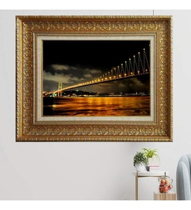 Gold Altın Kalın Çerçeveli Paspartulu Tablo vk1363