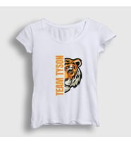 Presmono Kadın Beyaz Tiger Boks Boxing Team Mike Tyson T-Shirt 514657tt (Beyaz)