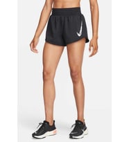 Nike One Swoosh Dri Fit MR Loose Fit Womens Running Short Slip Astarlı Bol Kesim Kadın Koşu Antreman Şortu Siyah