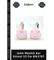 Özel Üretim Dekoratif Hediyelik Işıklı Müzikli Kar Küresi 13 Cm Alk1787