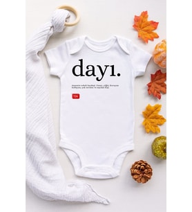 Unisex Bebek Beyaz Dayı Baskılı Kısa Kol Çıtçıtlı Body Zıbın