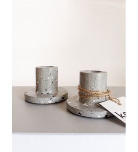 TERRAZZO 2'Lİ BETON ŞAMDAN SETİ