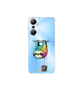 Infinix Hot 20 ile Uyumlu Splash Tembel Hayvan Tasarımlı Şeffaf Silikon Kılıf