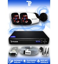 PICAM 2 Kameralı Panda 2 Dış Kamera Set HDD'siz Full HD Gece Görüşlü Güvenlik Kamerası Sistemi