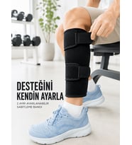 Sporcu Baldırlığı Ayarlanabilir Bantlı Baldır Destek Aparatı Siyah