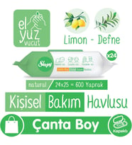 Lexroo Natural Kişisel Bakım Havlusu Çanta Boy 24x25 (600 Yaprak)