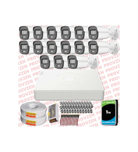 Provzen Hikvision ColorVu Full HD 15 Kameralı Gece Renkli Güvenlik Kamerası Olay Anında bildirim