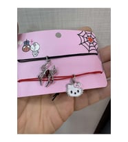 Hello Kitty Örümcek Adam İkili Çift Renkli Tasarım 925 Ayar Gümüş Kaplama Bileklik