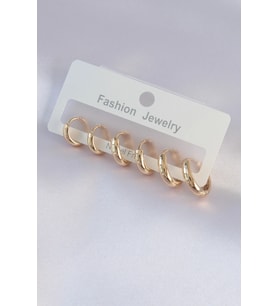 Pirinç Gold Renk Oval Küpe Seti 5886
