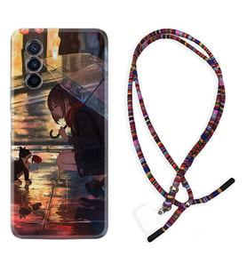 Huawei Nova Y70 Y90 Nova 9 SE  Kılıf Boyun Asklı Rasta Silikon Kız ve Kedi 1762