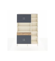 Arges Dolap 10 Raflı Tek Çekmeceli 4 Kapaklı 132x30x195 Aytaşı-Antrasit/Çam