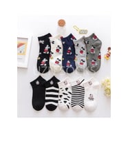Unisex 10'lu Avantaj Paketi: Mickey Mouse & Sevimli İnek Desenli Pamuklu Bilek Çorap Seti
