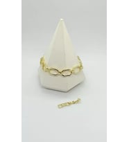 Geometrik Halka Gold Zincir Bileklik (18+2 cm)