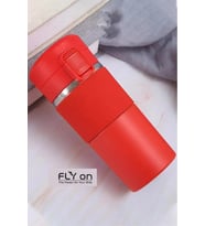Sızdırmaz Paslanmaz Çelik Kaydırmaz Lastikli İç Kısmı Süzgeçli Araç Ofis Çay Kahve Termos Mug 400 ML
