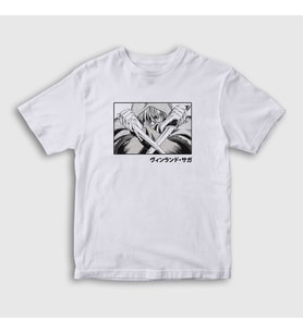 Presmono Unisex Çocuk Beyaz Knives Thorfinn Anime Vinland Saga T-Shirt 470112tt