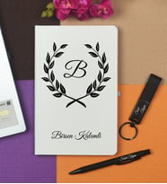 Öğretmene Hediye Kişiye Özel Hazırlanmış Beyaz Defter Kalem Anahtarlık Seti