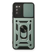 Newface Samsung Galaxy A03S Kılıf Pars Lens Yüzüklü Silikon - Yeşil