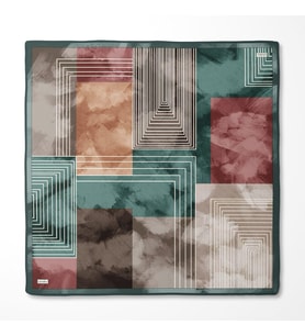 Geometrik Desen Twill İpek Eşarp-0941 (Zümrüt Yeşili)