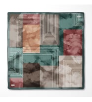 Geometrik Desen Twill İpek Eşarp-0941 (Zümrüt Yeşili)