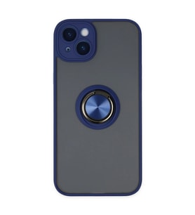 Apple İphone 14 Kılıf Montreal Yüzüklü Silikon Kapak - Lacivert